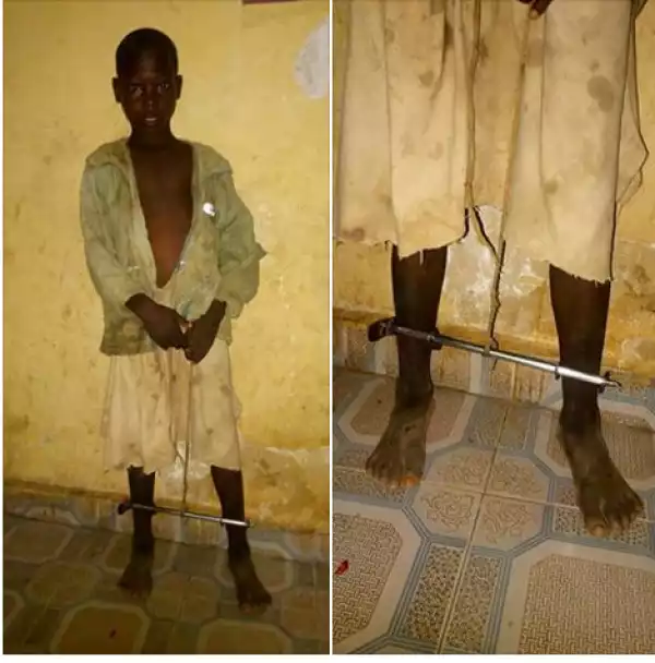 Young Almajiri Chained By His Teacher In An Islamic School In Kaduna. Photos